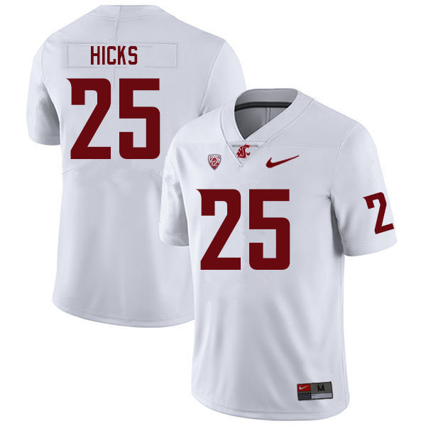 Men #25 Jaden Hicks Washington State Cougars College Football Jerseys Sale-White - Click Image to Close